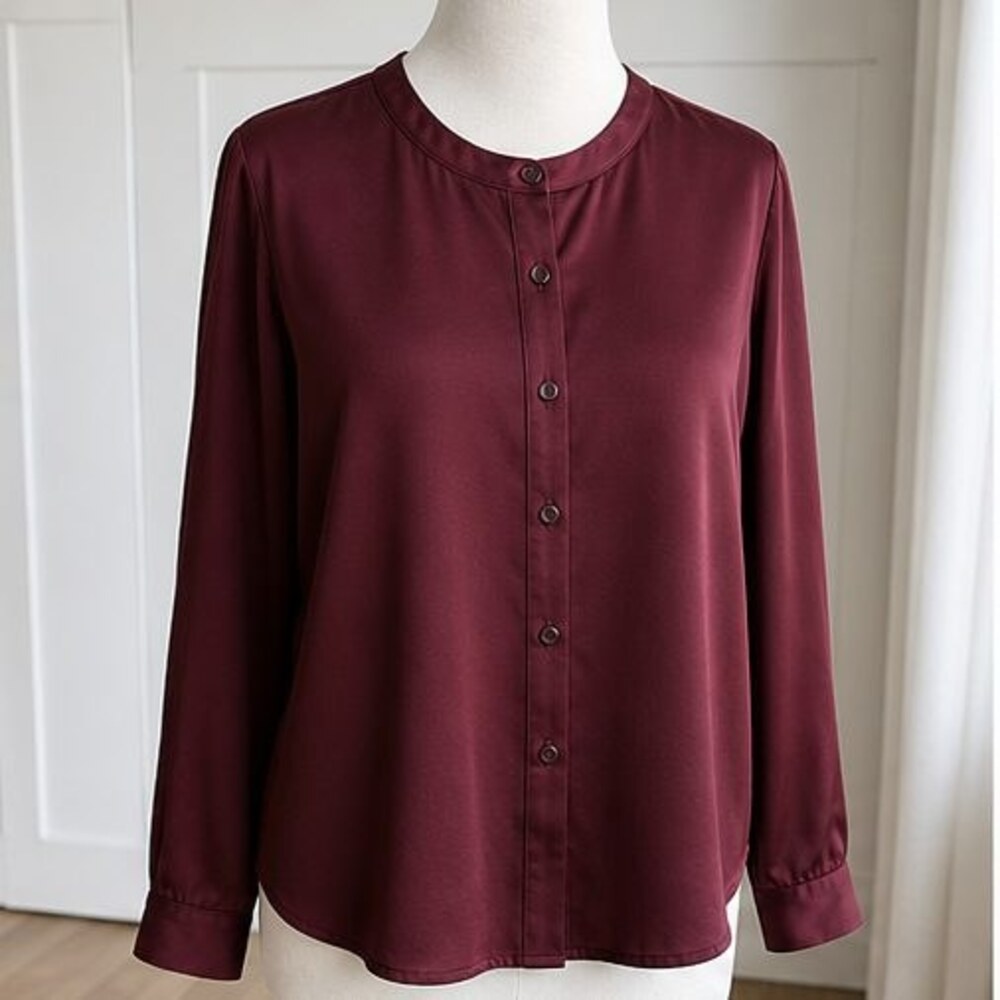 Burgundy Tie Neck Blouse